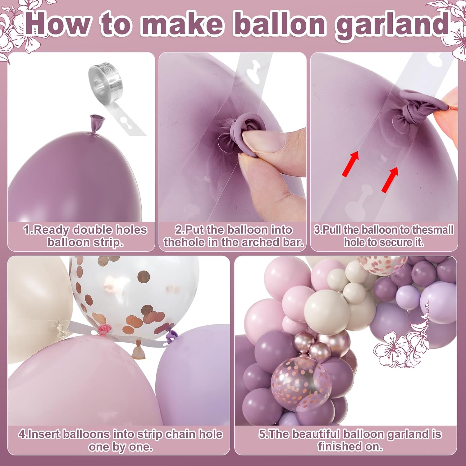 Amandir 173Pcs Dusty Purple Balloon Arch Garland Kit